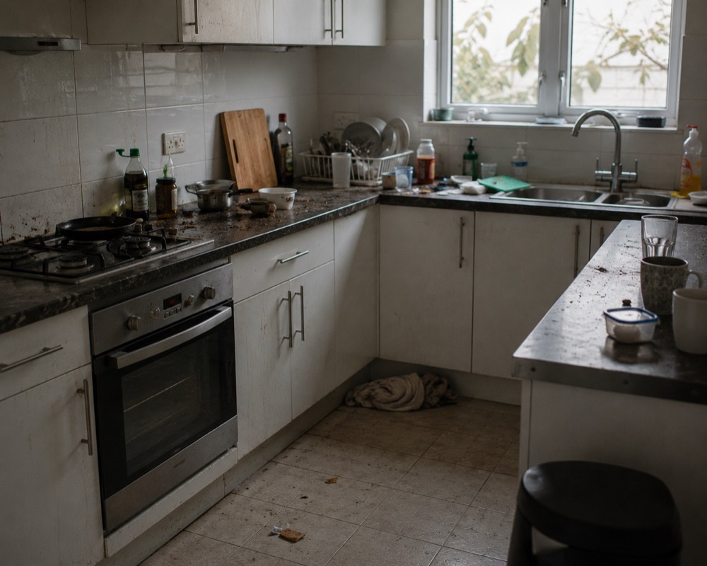 Kitchen before clean